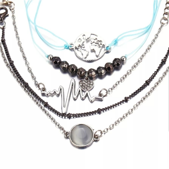 5pc Vintage Lustrous Charm Bracelet Set Gift Ideas - Picture 5 of 8